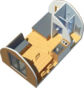 a rendering of a tiny house at Mains Farm in Stirling