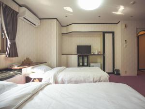 a hotel room with two beds and a television at 大阪グランドホテルアネックス in Osaka