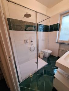 a bathroom with a shower with a sink and a toilet at Villa Anna Maria Positano in Positano