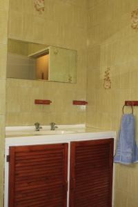 un baño con lavabo y espejo en Beare Drive, en Pinetown