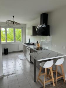 Kuchyň nebo kuchyňský kout v ubytování Appartement charmant