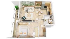 a rendering of a floor plan of a house at Sweet Dove - Cocon de charme, balcon & parking privé in Chambéry