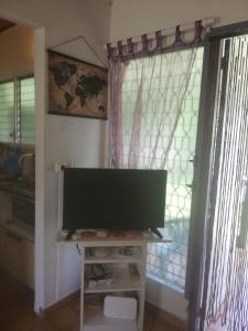 TV a/nebo společenská místnost v ubytování bungalow bord de mer martinique
