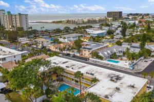 an aerial view of a city with the ocean at Waves 14 Condo Beautiful 1 Bedroom with Pool in St Pete Beach