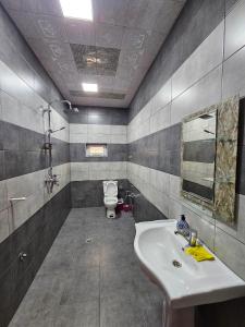 ガバラにあるRiverside simple villa FRQNの洗面台とトイレ付きのバスルーム
