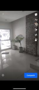 une pièce avec deux plantes en pot dans une pièce dans l'établissement Monoambiente Aldrey, à Mar del Plata