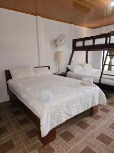 Postel nebo postele na pokoji v ubytování Tortuguero Hill Rooms
