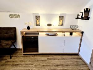 Kuchyň nebo kuchyňský kout v ubytování Apartments Fasl