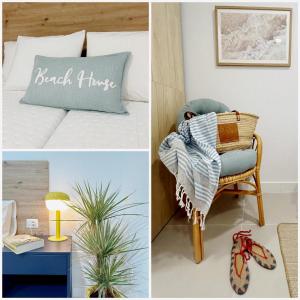 a collage of pictures with a bed and a chair at D'Sal y Arena in Breña Baja