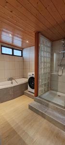 een badkamer met een douche, een bad en een wastafel bij La Grenouille - Centre Ville - Proche Parking Gratuit - Commerces à Proximité in Sélestat +19 foto's