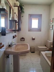 a bathroom with a sink and a toilet at Cortijo El Ventorrillo de Agua Amarga in Almería +32 photos