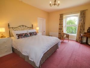 ein Schlafzimmer mit großem Bett und Fenster in der Unterkunft The Haw Country Home in Bushmills