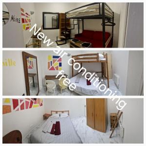 2 photos d'une chambre avec un lit et d'une chambre dans l'établissement Bed and breakfast chez l'habitant, à Marseille