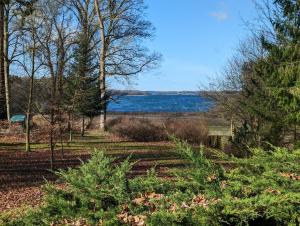 a view of the water from a park with trees at Anisha in Stuer +2 photos