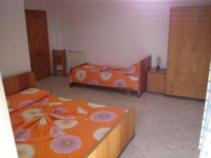 a bedroom with two beds and a dresser at Divjaka Park in Divjakë