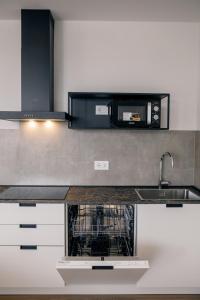 Kuchyň nebo kuchyňský kout v ubytování K Modern Apartments