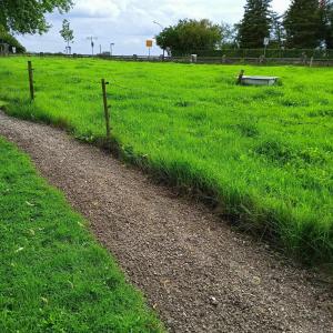 un camino de tierra en un campo con una valla en Norby Garden Westwärts, en Rieseby 16 fotos más