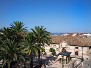 an old building with palm trees in front of it at V11apartamentos 3 in Archidona