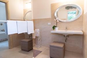 a bathroom with a sink and a mirror at RoRo Home Via Del Mare in Orosei