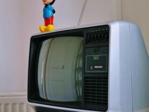 a microwave oven with a toy on top of it at Villa spacieuse avec jardin, terrasse, et équipements complets à Baives, proche Belgique et Val Joly - FR-1-510-218 in Baives