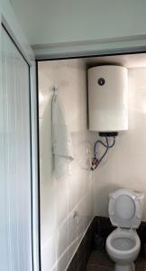 un bagno con wc e box doccia di Old Town a Mestia