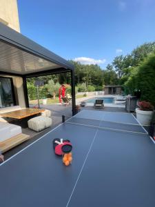 - une table de ping-pong dans une maison avec piscine dans l'établissement Villa avec piscine 35 min de Paris, à Étiolles