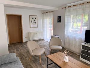 TV a/nebo společenská místnost v ubytování Famielienapartment An der Forellenschänke