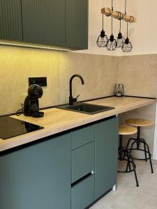 Η κουζίνα ή μικρή κουζίνα στο Woodescape apartment - moderan stan u centru Novog Sada