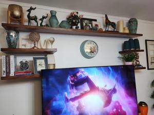 TV de pantalla plana en la parte superior de un estante en Hodson Villa, en Harare 3 fotos más