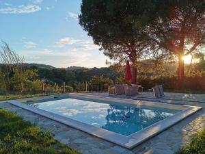 a swimming pool in the backyard of a house at Codirosso - Rustico in collina vicino al mare in Trebbiantico