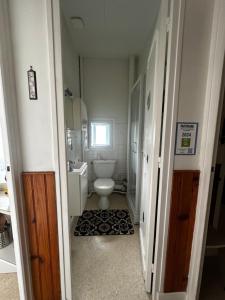 a small bathroom with a toilet and a sink at Appartement à la montagne in Mont-Dore +12 photos