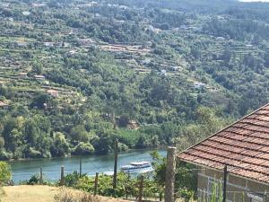 a view of a river with a boat in it at Quinta do galo in Magrelos