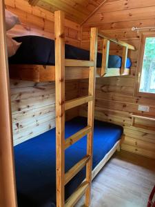 a bedroom with bunk beds in a log cabin at Camping Forcanada in Era Bordeta +30 photos