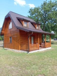 una grande cabina in legno con tetto a gambero di Guest House Krsmanovic a Mokra Gora