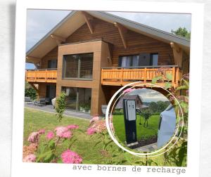 Les FourgsBoutique Hôtel - Notre Chalet的一张房子前面有镜子的照片
