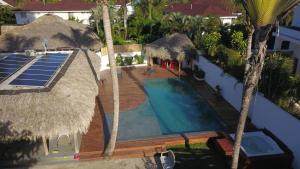 an aerial view of a resort with a swimming pool at La casita del sol in Las Terrenas