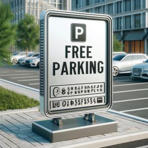 a free parking sign in a parking lot at An-sik The Seoul in Seoul