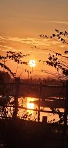 a sunset over a body of water with birds flying at Hotel arugambay beach inn resort in Arugam Bay
