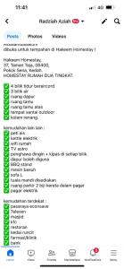 a screenshot of a cell phone screenshot of a cell phone list at Hakeem Homestay in Pokok Sena