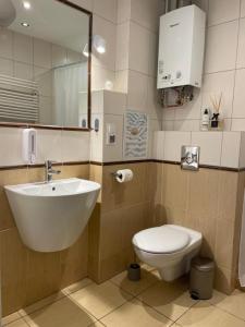 a bathroom with a sink and a toilet at Mieszkanie Stare Miasto Gdańsk in Gdańsk