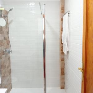 a shower with a glass door in a bathroom at APAR MARI 2c in Las Lagunas +3 photos