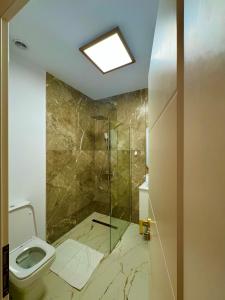 a bathroom with a toilet and a shower at Villa NIAN Boutique in Constanţa +29 photos