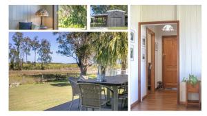 un collage de photos d'une maison avec une table et des chaises dans l'établissement Cane Cutters Cottage, à Woombah