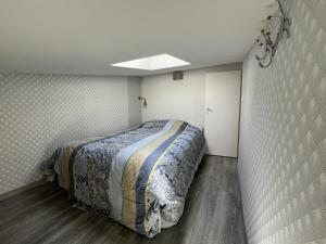 a bedroom with a bed in a small room at L'Océanide in Saint-Gilles-Croix-de-Vie