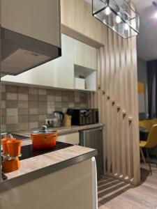 Kuchyň nebo kuchyňský kout v ubytování New Gudauri Apartment NEO 223