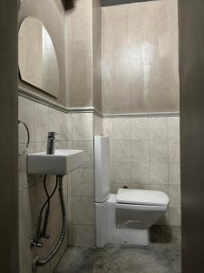 a bathroom with a toilet and a sink at Swed Cab Embassy HoStel in Varna City +40 photos