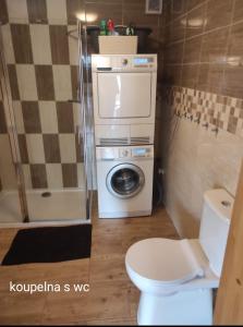Vannituba majutusasutuses Apartmánová chata Sečanda s bazénem, u Sečské přehrady
