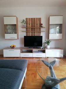 a living room with a flat screen tv at Apartment Cindy in Lovran