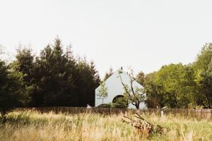 奥斯特拉维采河畔弗里德兰特Aparthouse Lubno的田野中的人，背景是一座白色建筑