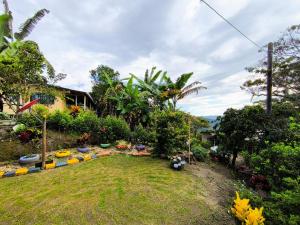 a backyard with a yard with trees and plants at Finca en Vergara "Prado Alto" in Vergara